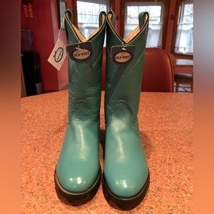 Old West Teal Leather Boots